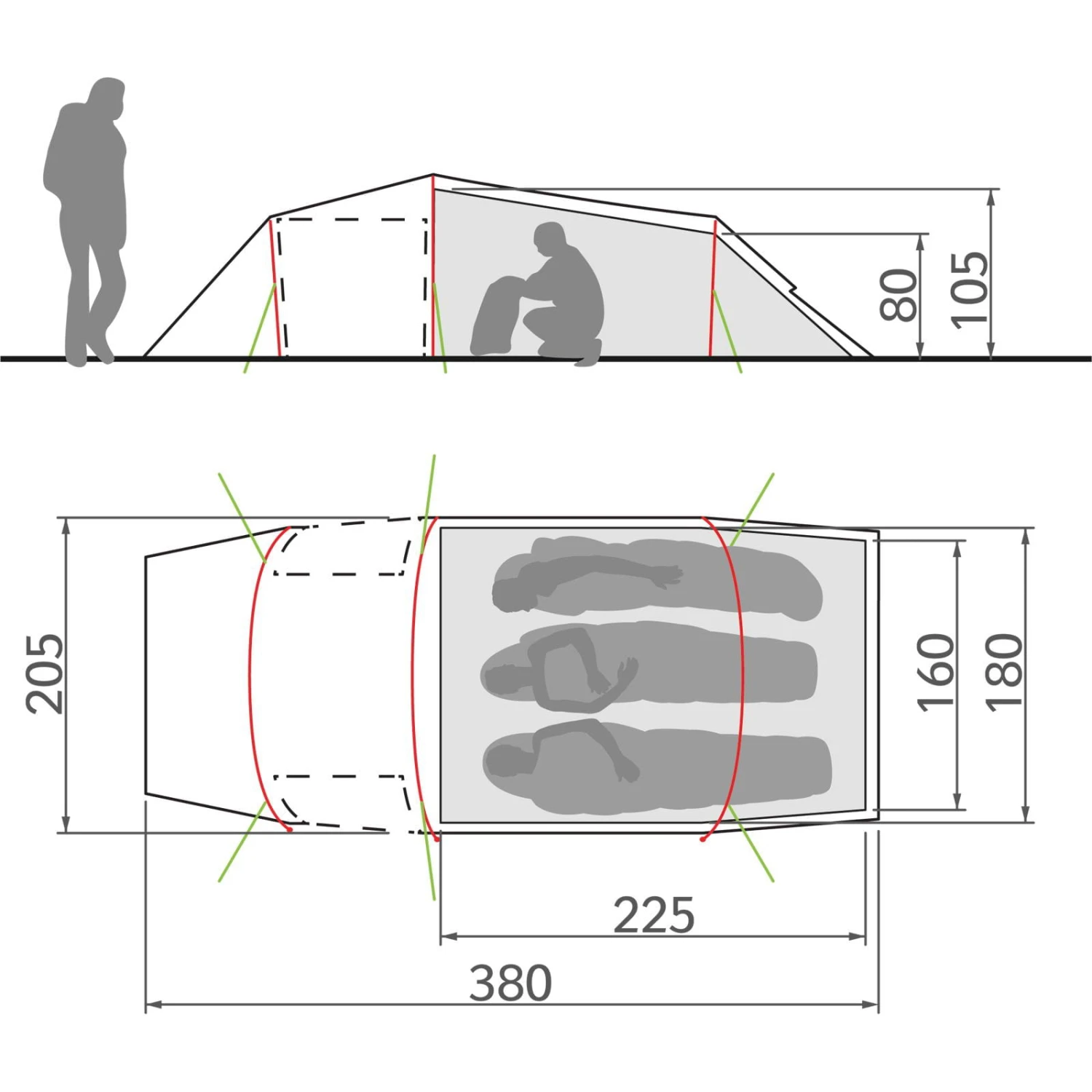 VAUDE Arco XT 3P - Drei-Personen-Tunnelzelt 3 VAUDE Arco XT 3P - Drei-Personen-Tunnelzelt – Bild 3
