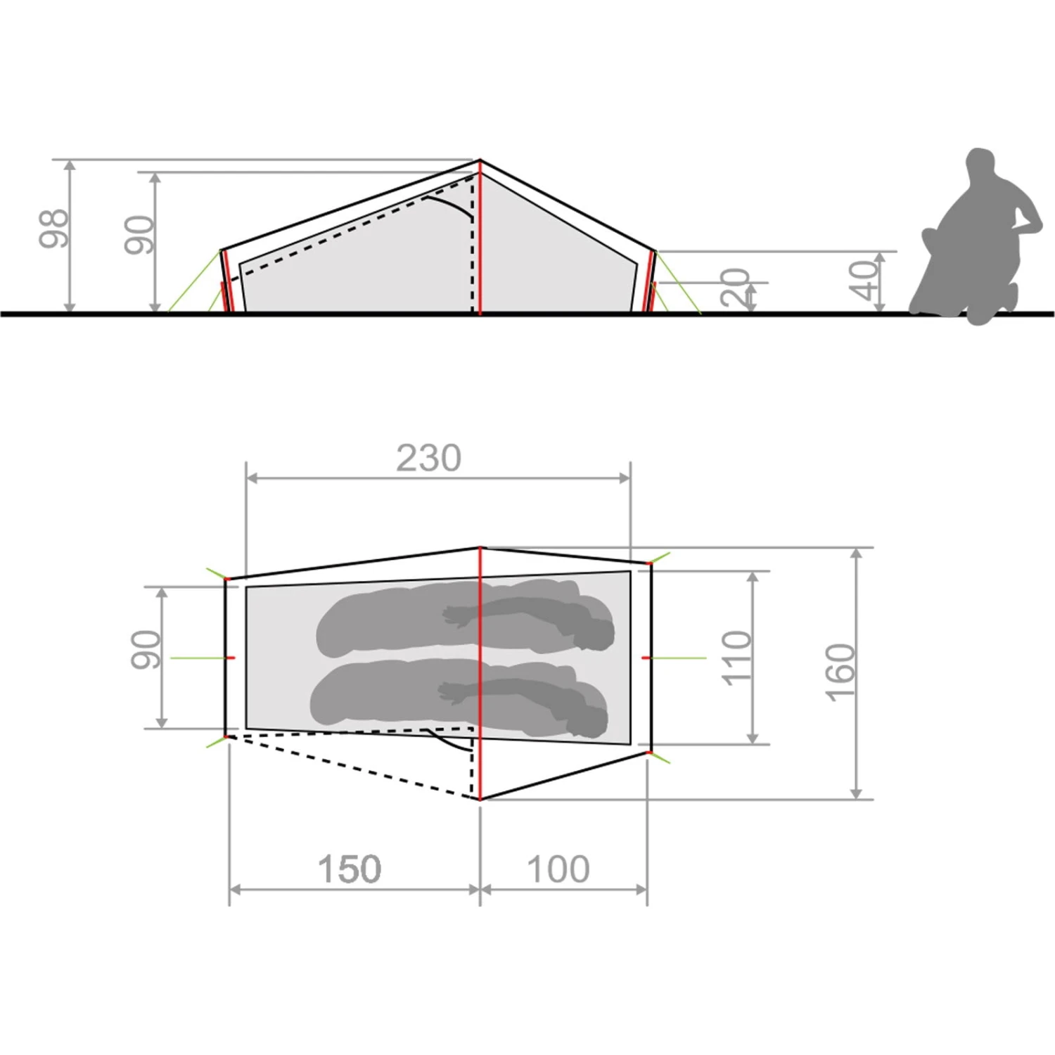 VAUDE Lizard Seamless 1-2P - Zelt 4 VAUDE Lizard Seamless 1-2P - Zelt – Bild 4